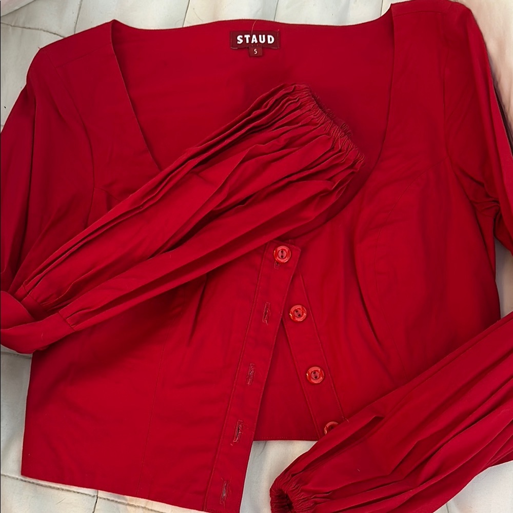 Staud Women's Red Button-Up Top size Small